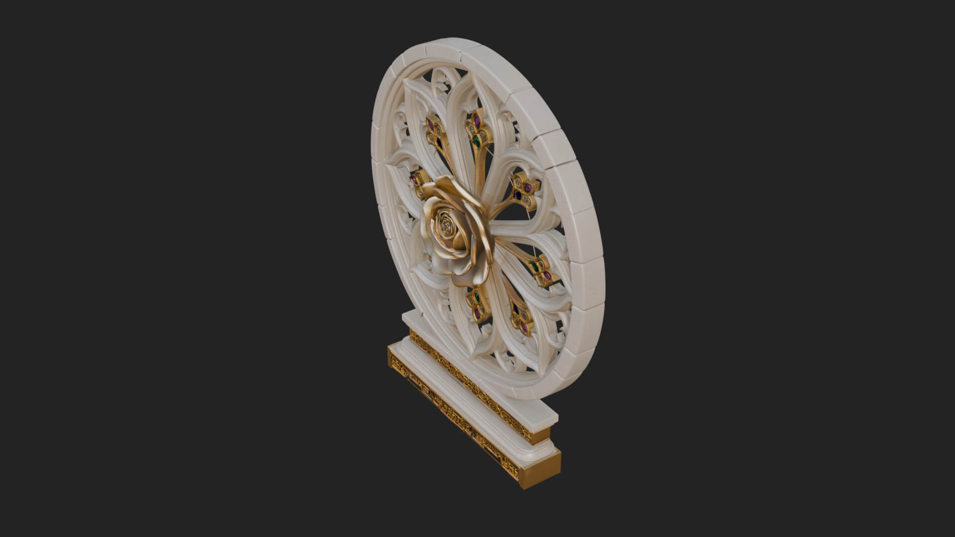 Gothic Rose Window Ornament Design 1 3D Print Model 3D Model