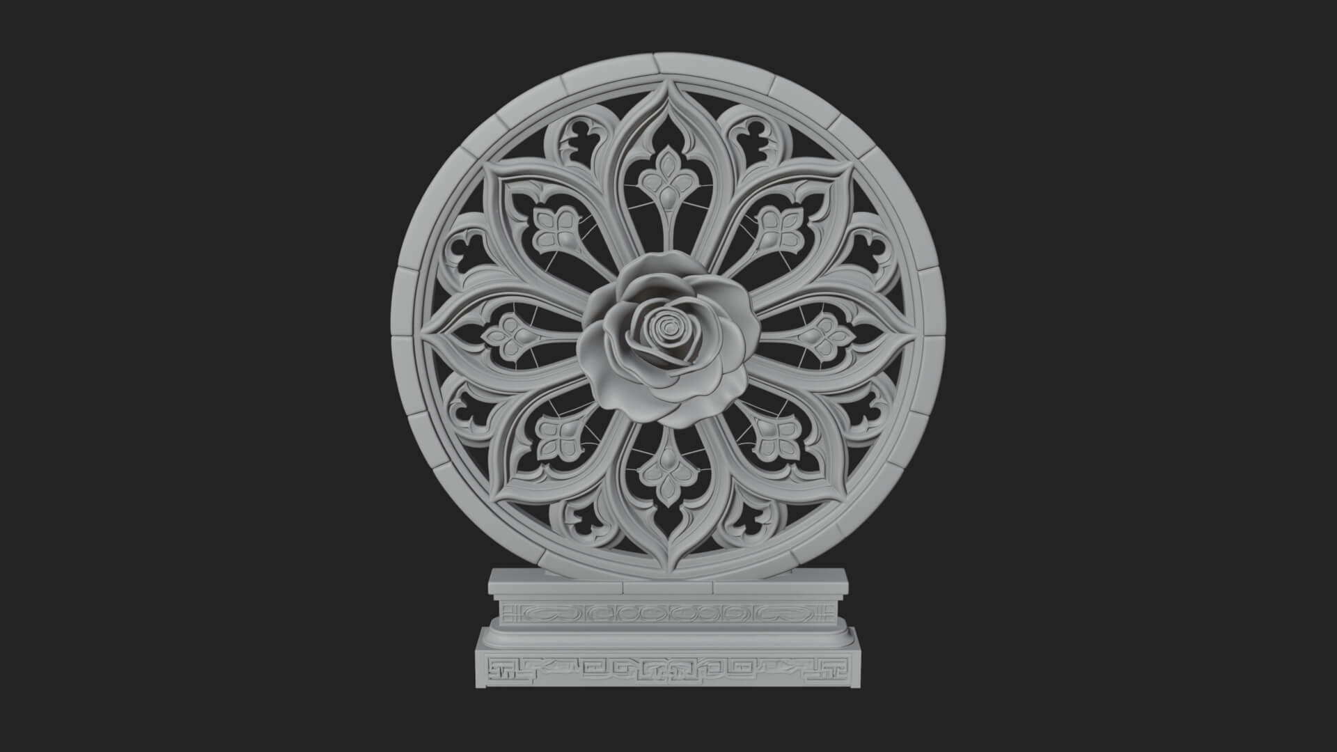 Gothic Rose Window Ornament Design 1 3D Print Model 3D Model
