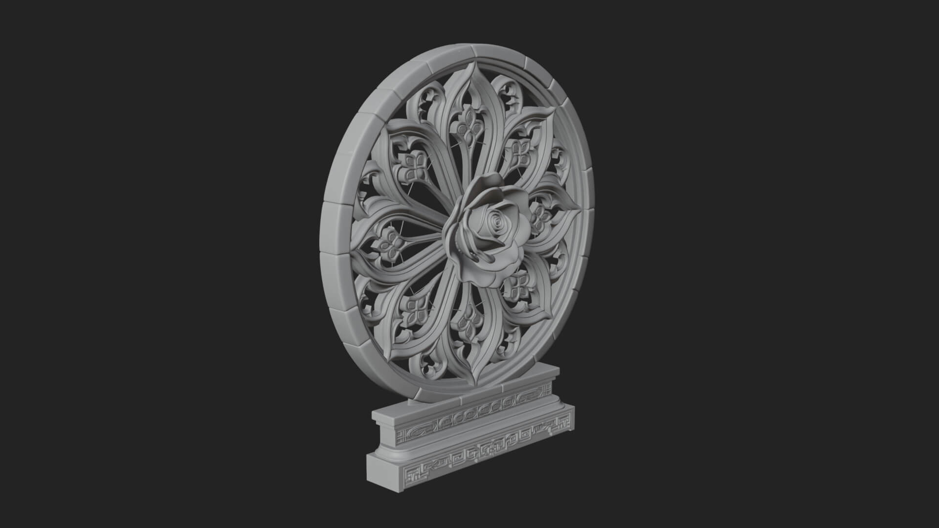 Gothic Rose Window Ornament Design 1 3D Print Model 3D Model