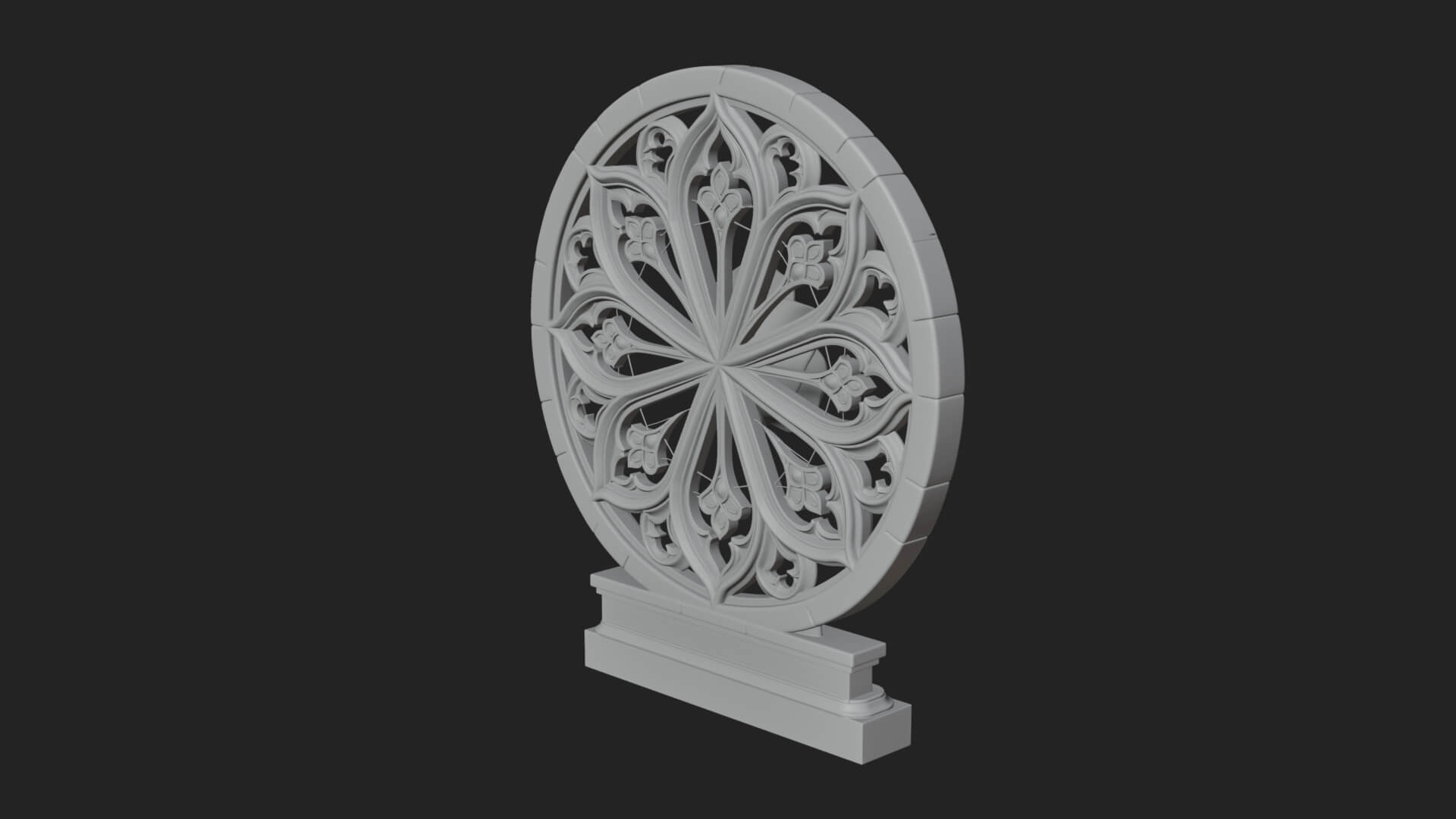 Gothic Rose Window Ornament Design 1 3D Print Model 3D Model