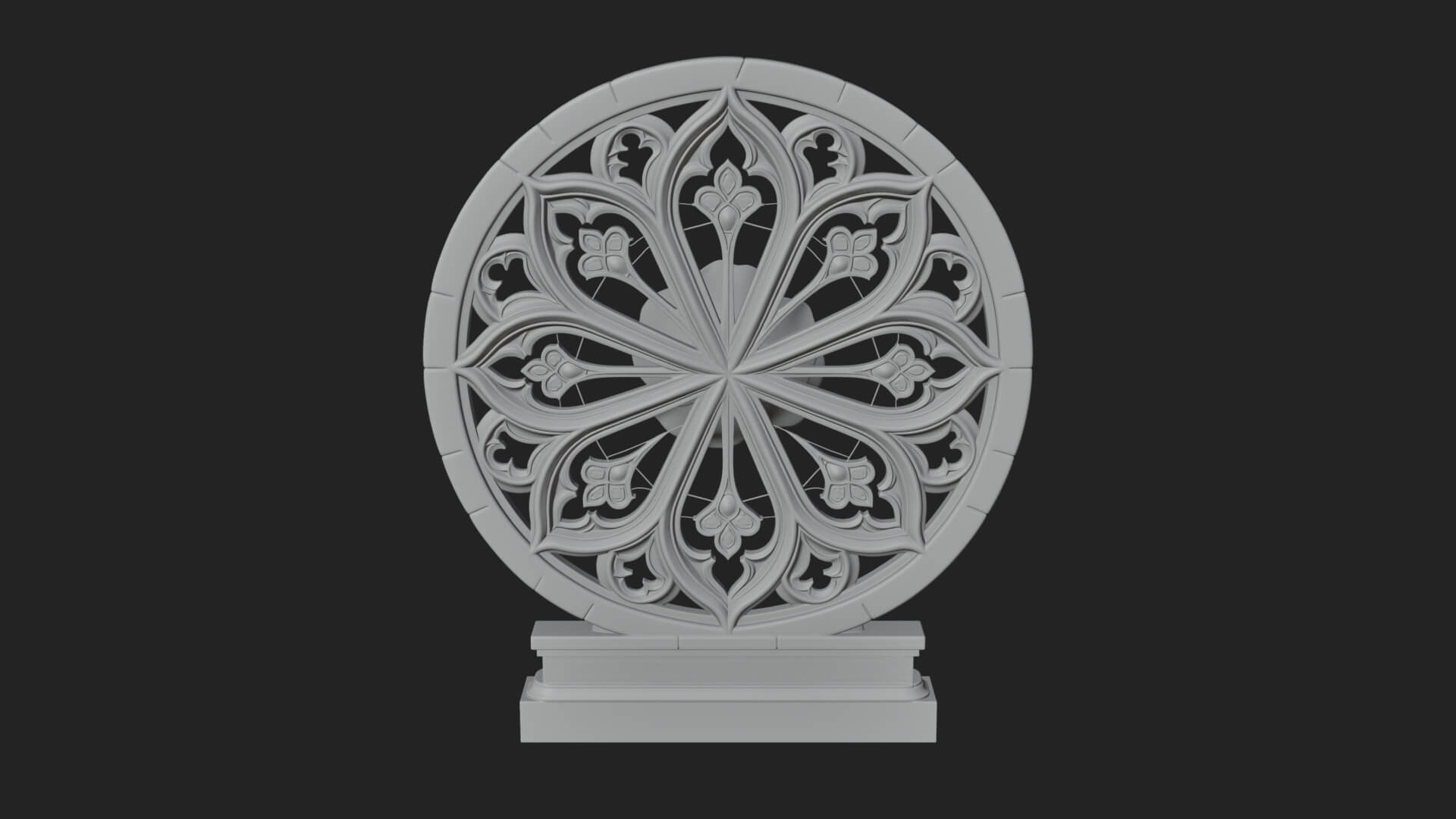 Gothic Rose Window Ornament Design 1 3D Print Model 3D Model