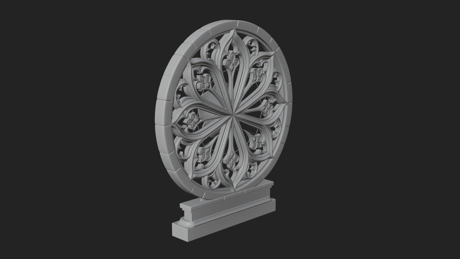 Gothic Rose Window Ornament Design 1 3D Print Model 3D Model