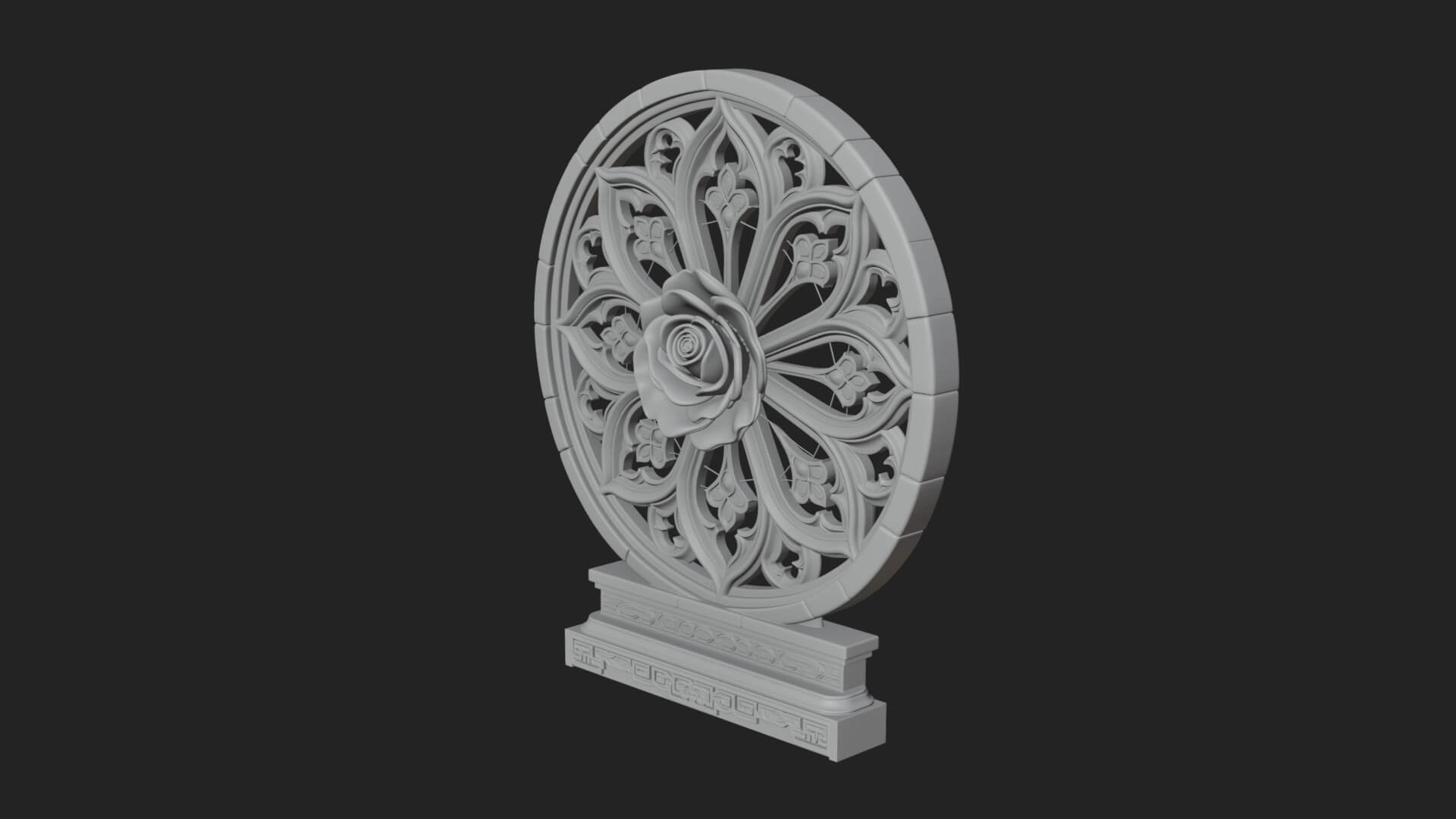 Gothic Rose Window Ornament Design 1 3D Print Model 3D Model