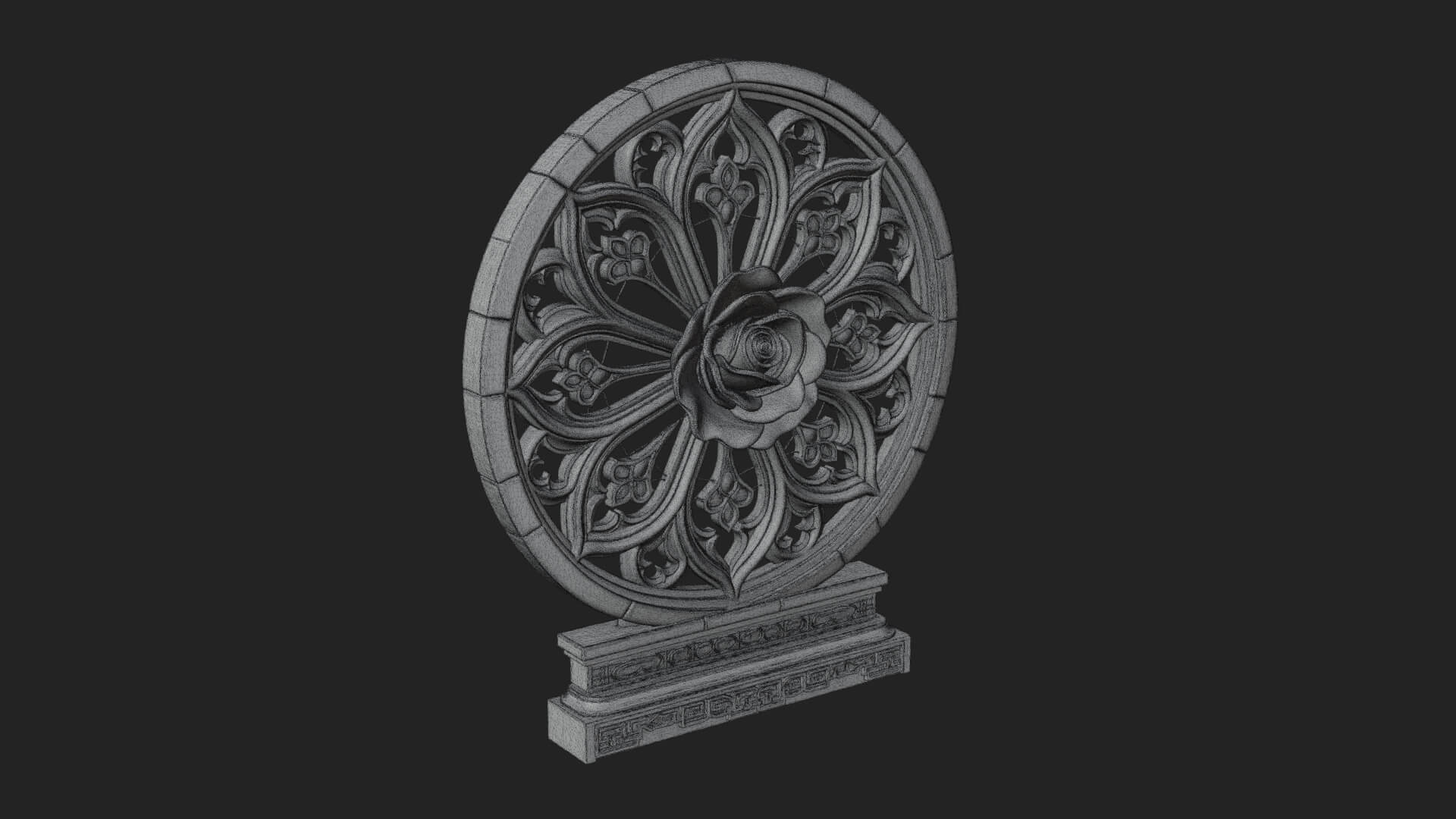 Gothic Rose Window Ornament Design 1 3D Print Model 3D Model