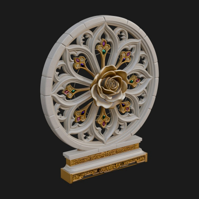 Gothic Rose Window Ornament Design 1 3D Print Model
