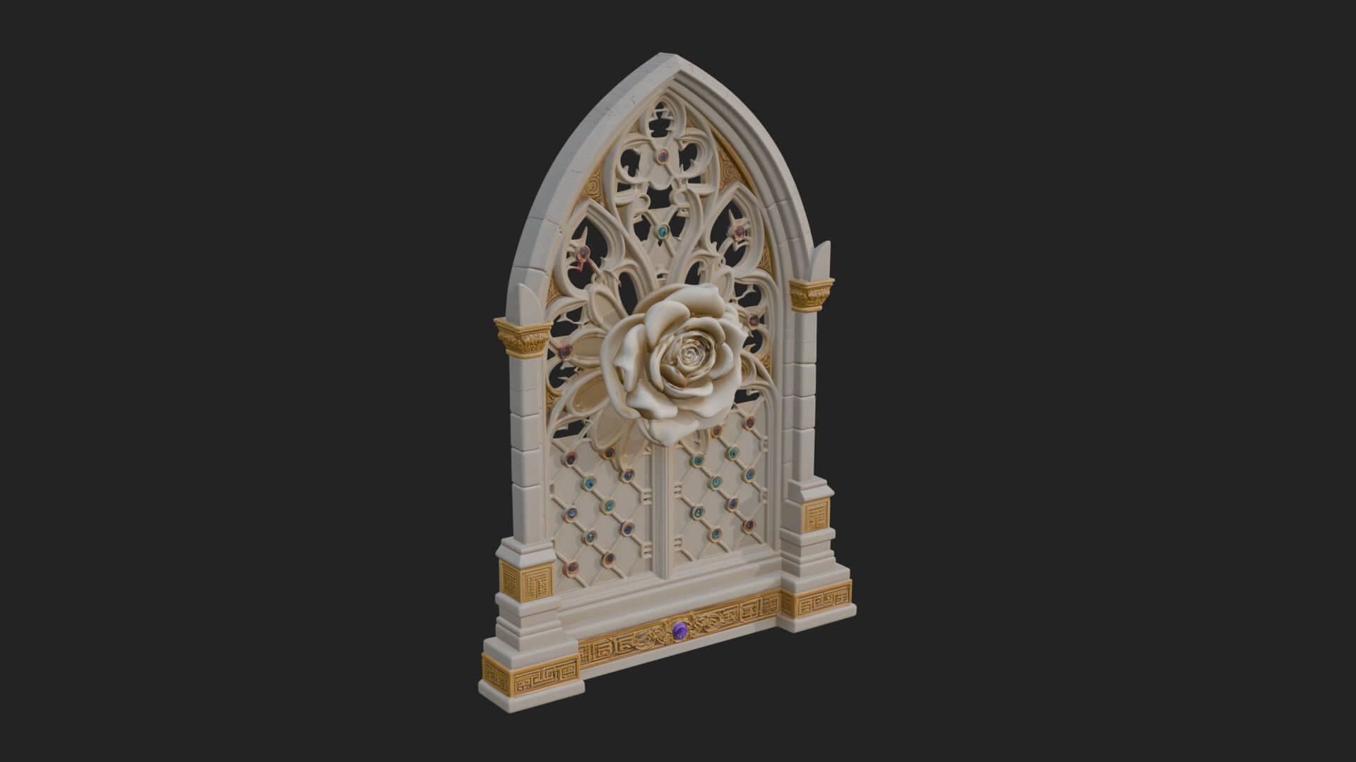 Gothic Rose Window Ornament Design 2 3D Print Model 3D Model