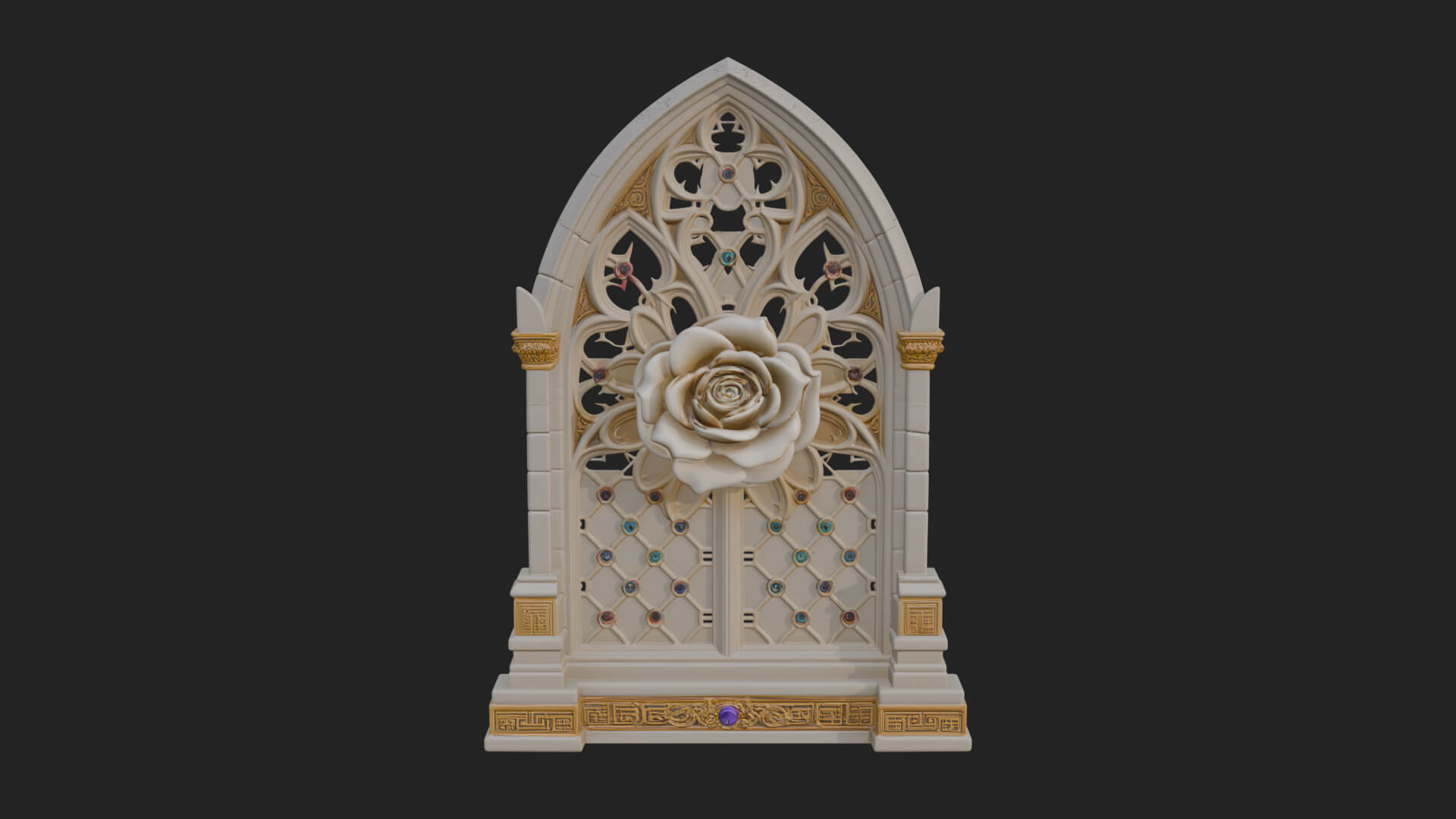 Gothic Rose Window Ornament Design 2 3D Print Model 3D Model