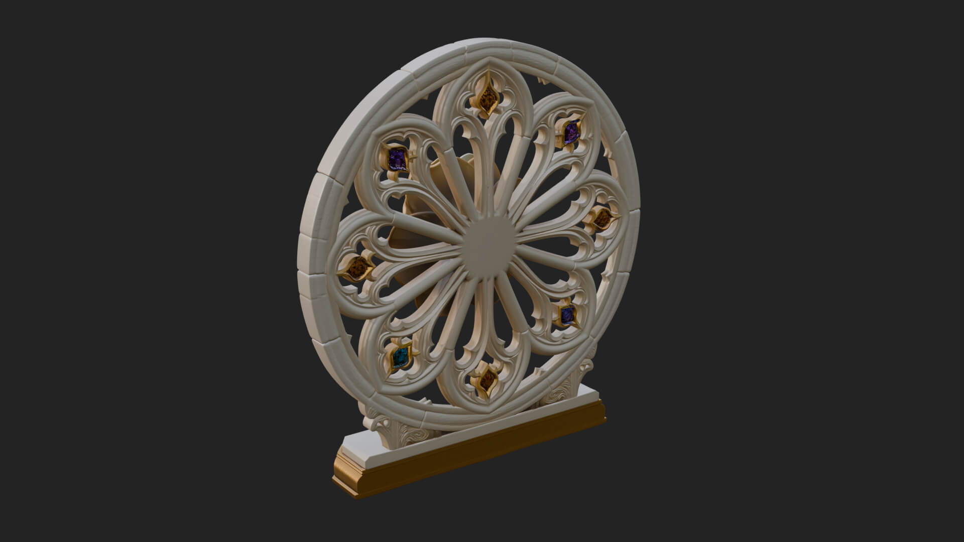 Gothic Rose Window Ornament Design 3 3D Print Model 3D Model