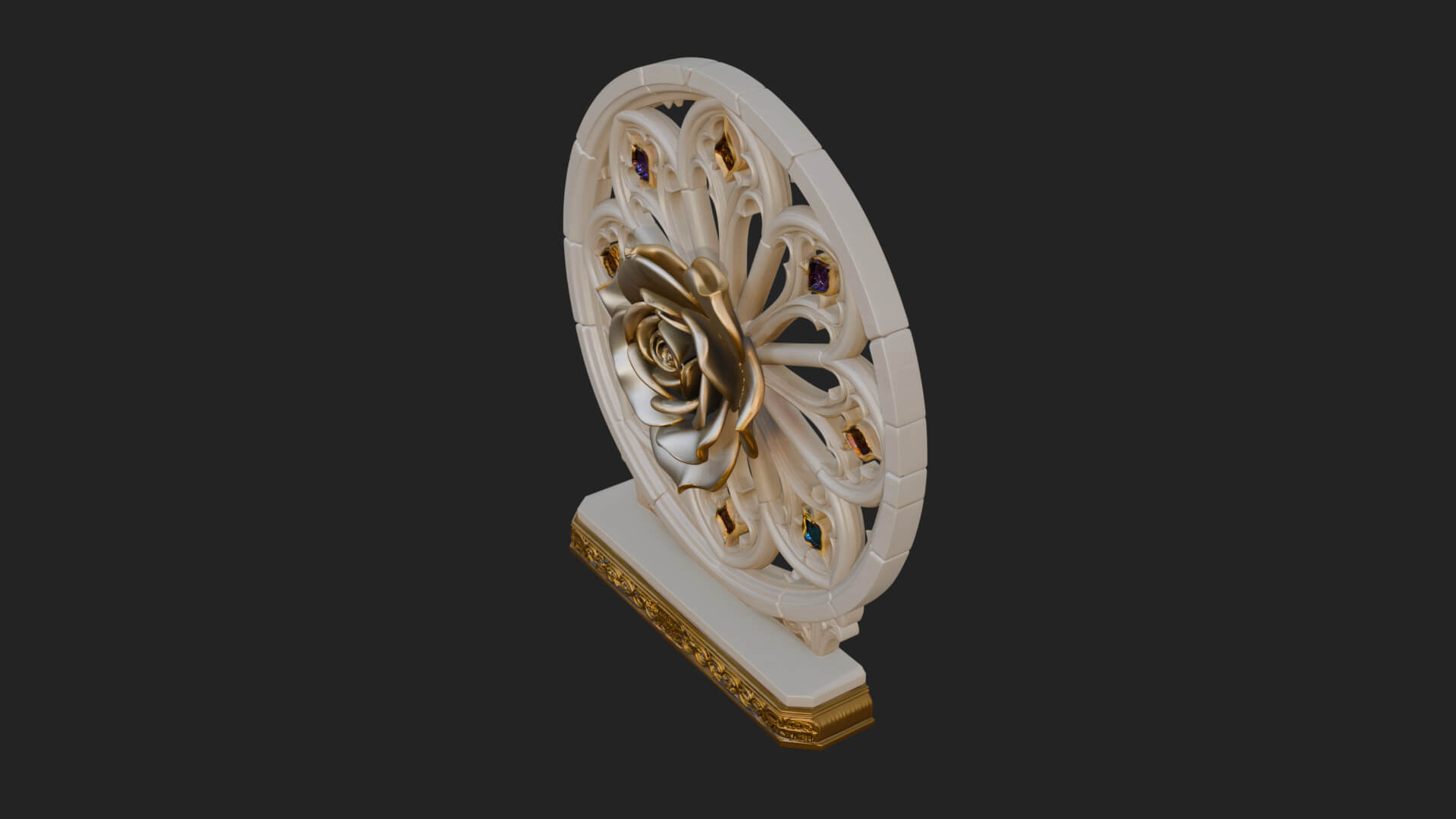 Gothic Rose Window Ornament Design 3 3D Print Model 3D Model