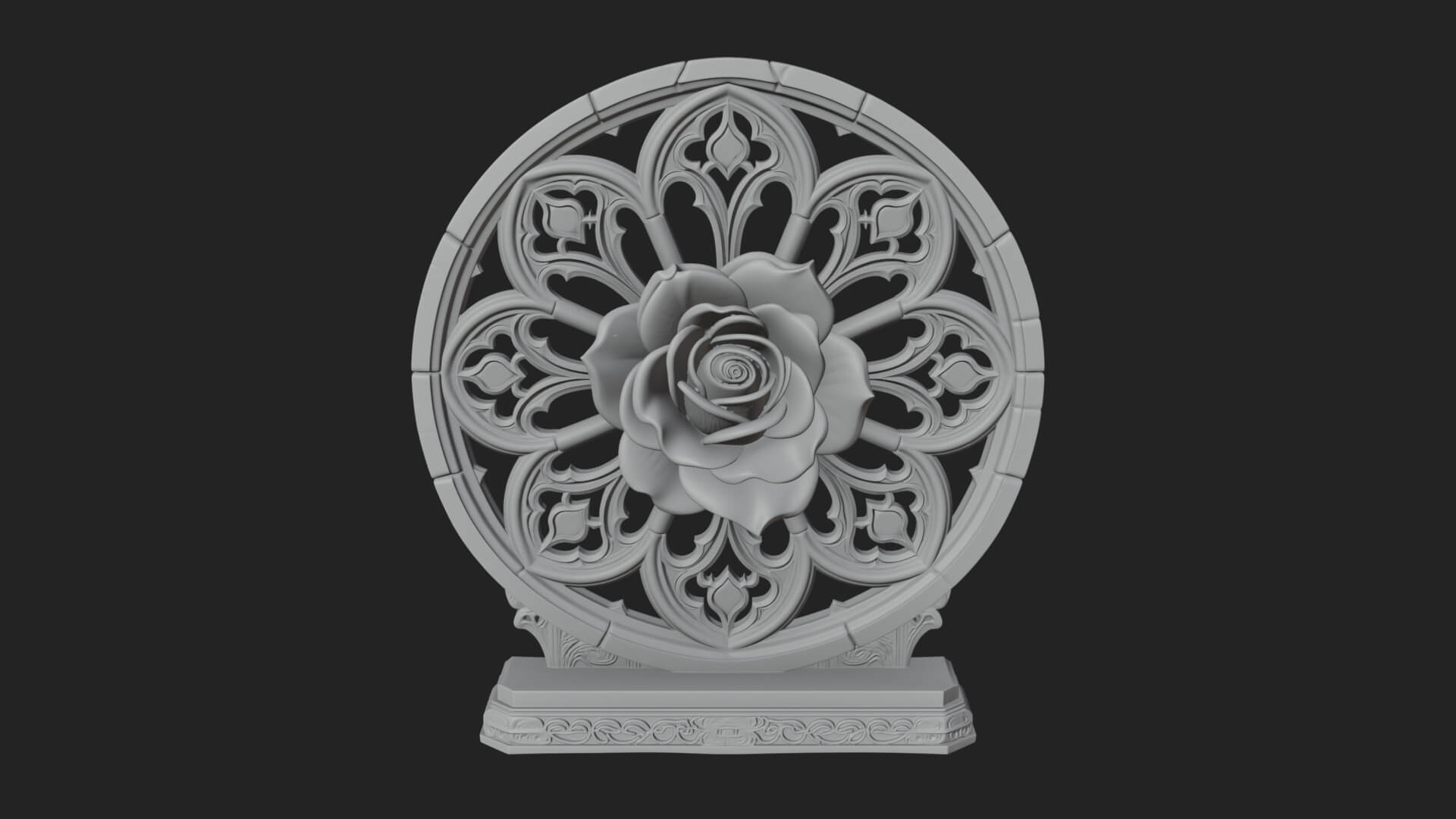 Gothic Rose Window Ornament Design 3 3D Print Model 3D Model