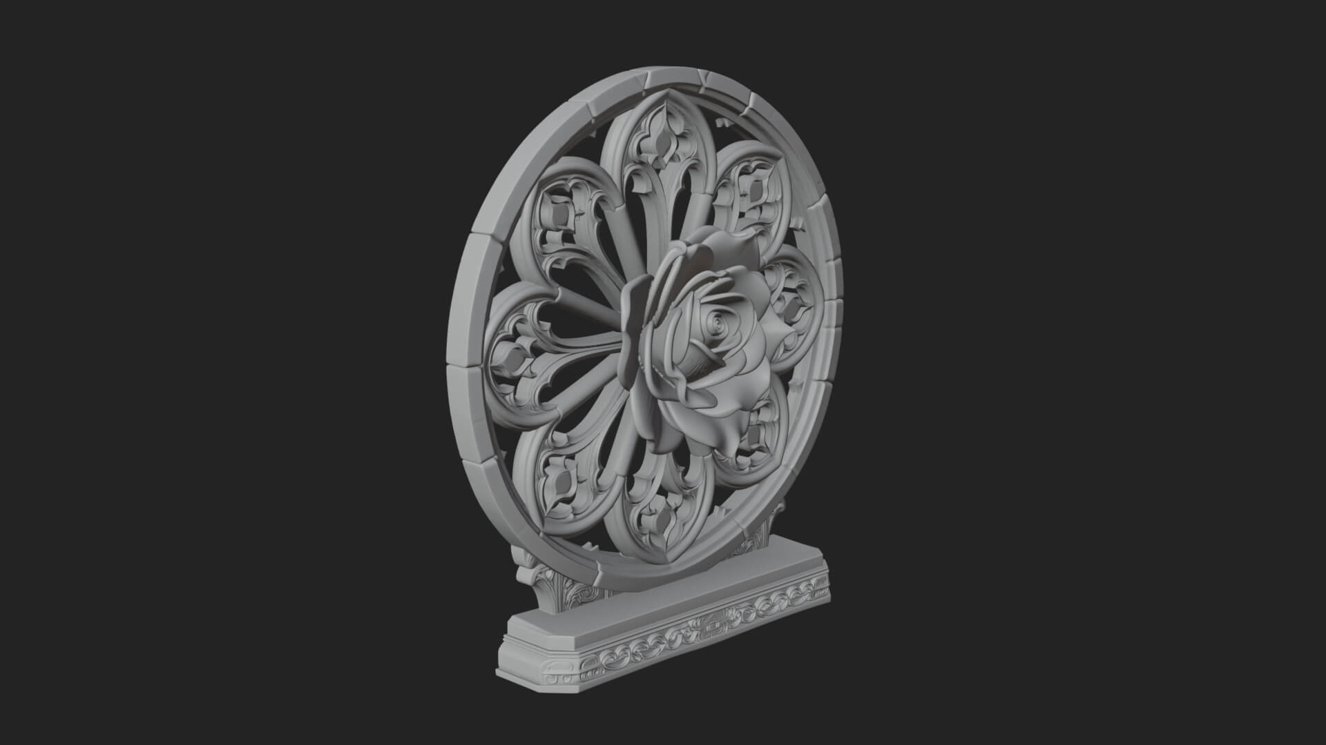 Gothic Rose Window Ornament Design 3 3D Print Model 3D Model