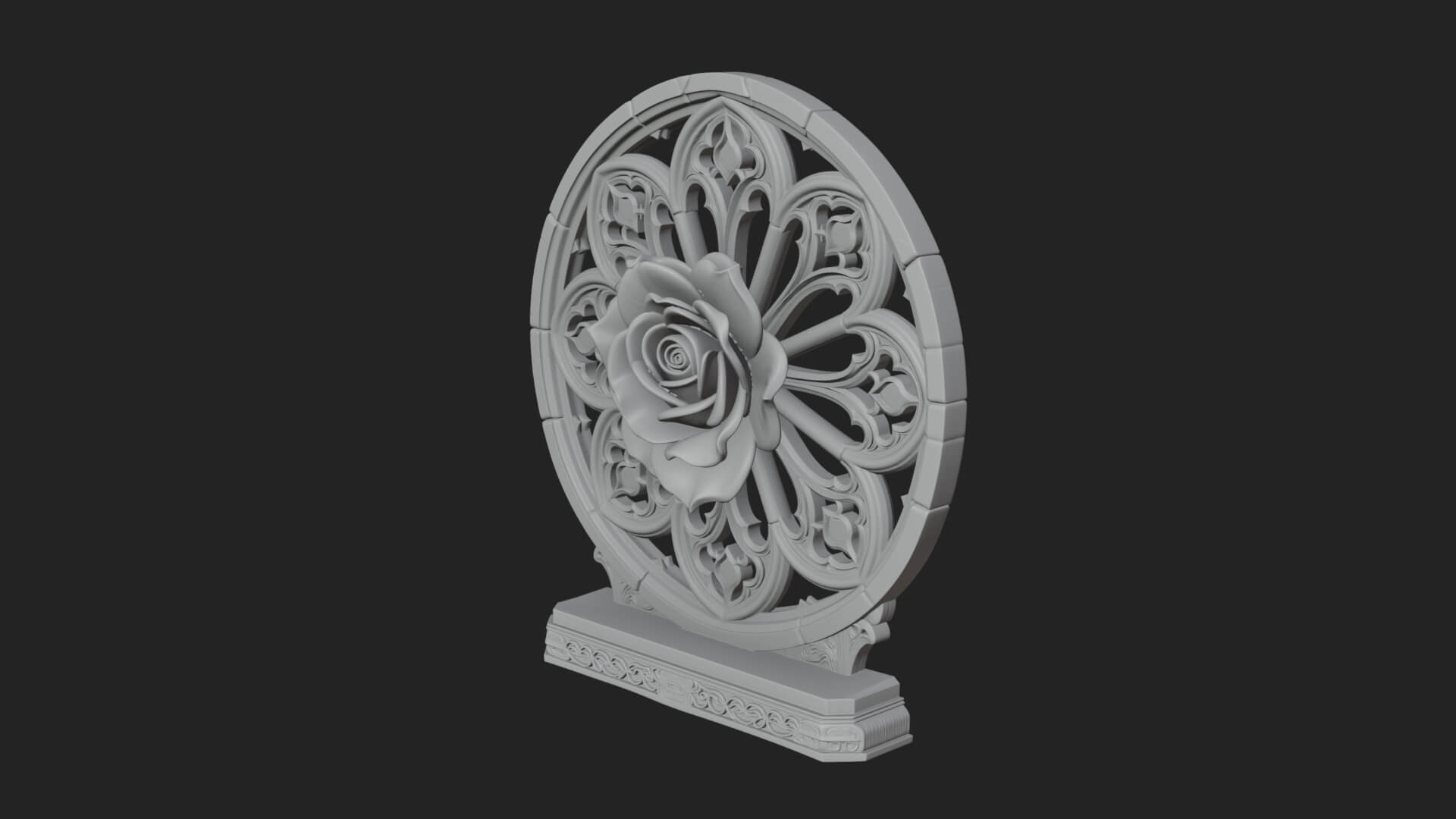 Gothic Rose Window Ornament Design 3 3D Print Model 3D Model