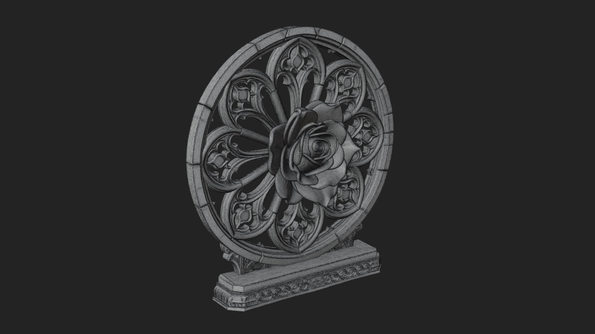 Gothic Rose Window Ornament Design 3 3D Print Model 3D Model
