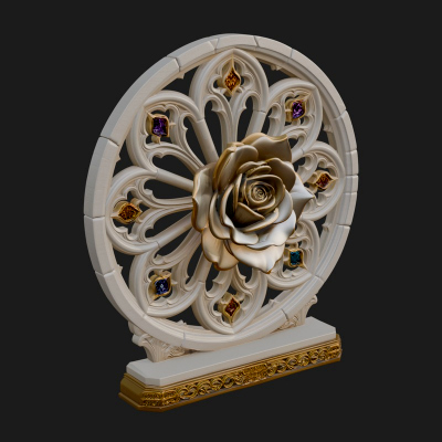 Gothic Rose Window Ornament Design 3 3D Print Model