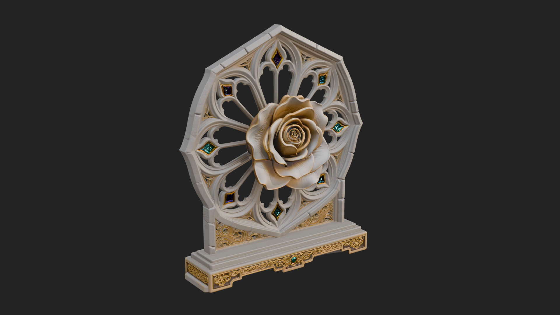 Gothic Rose Window Ornament Design 4 3D Print Model 3D Model