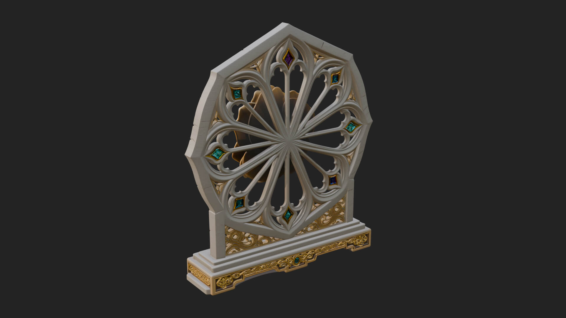 Gothic Rose Window Ornament Design 4 3D Print Model 3D Model