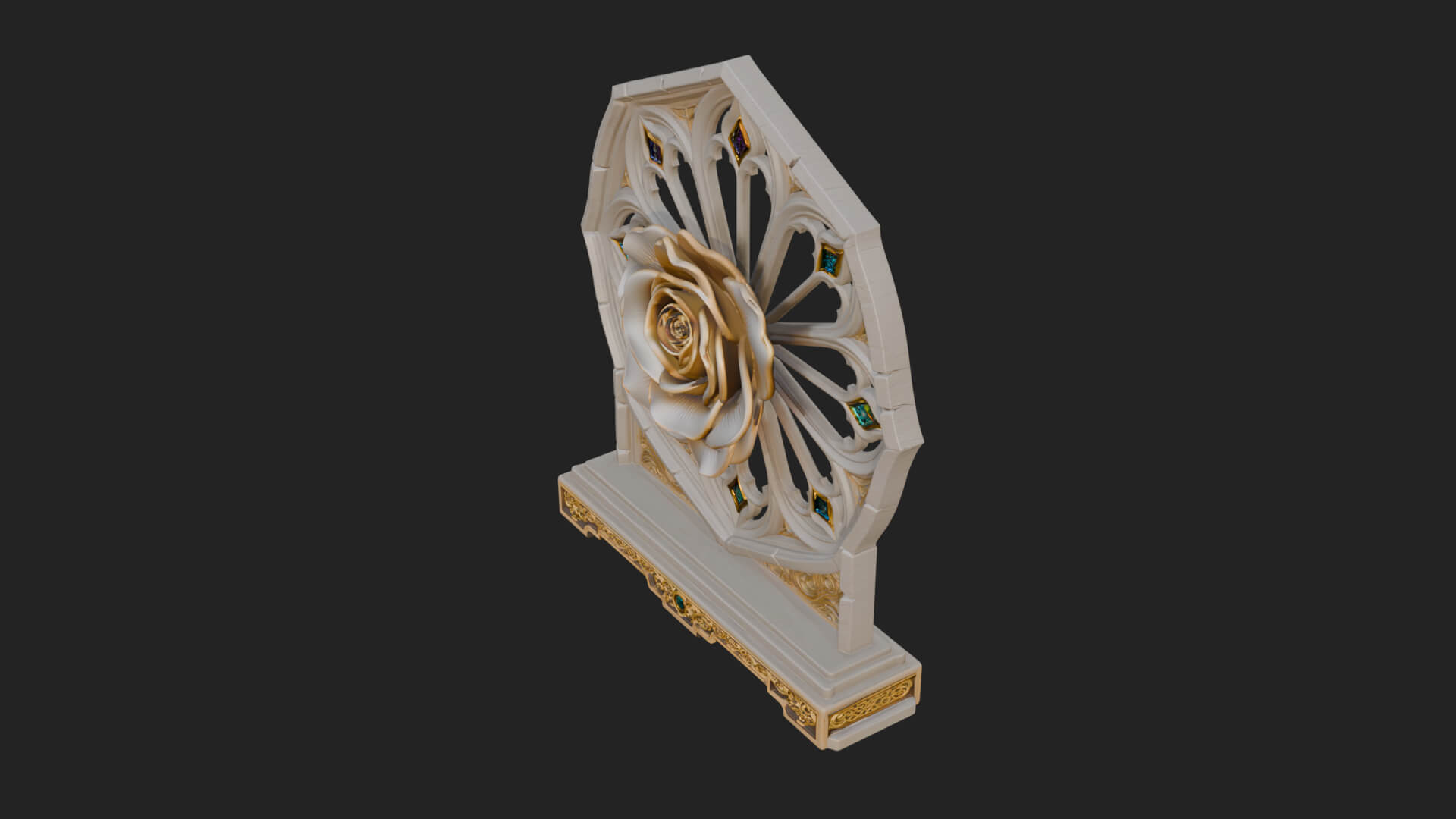 Gothic Rose Window Ornament Design 4 3D Print Model 3D Model