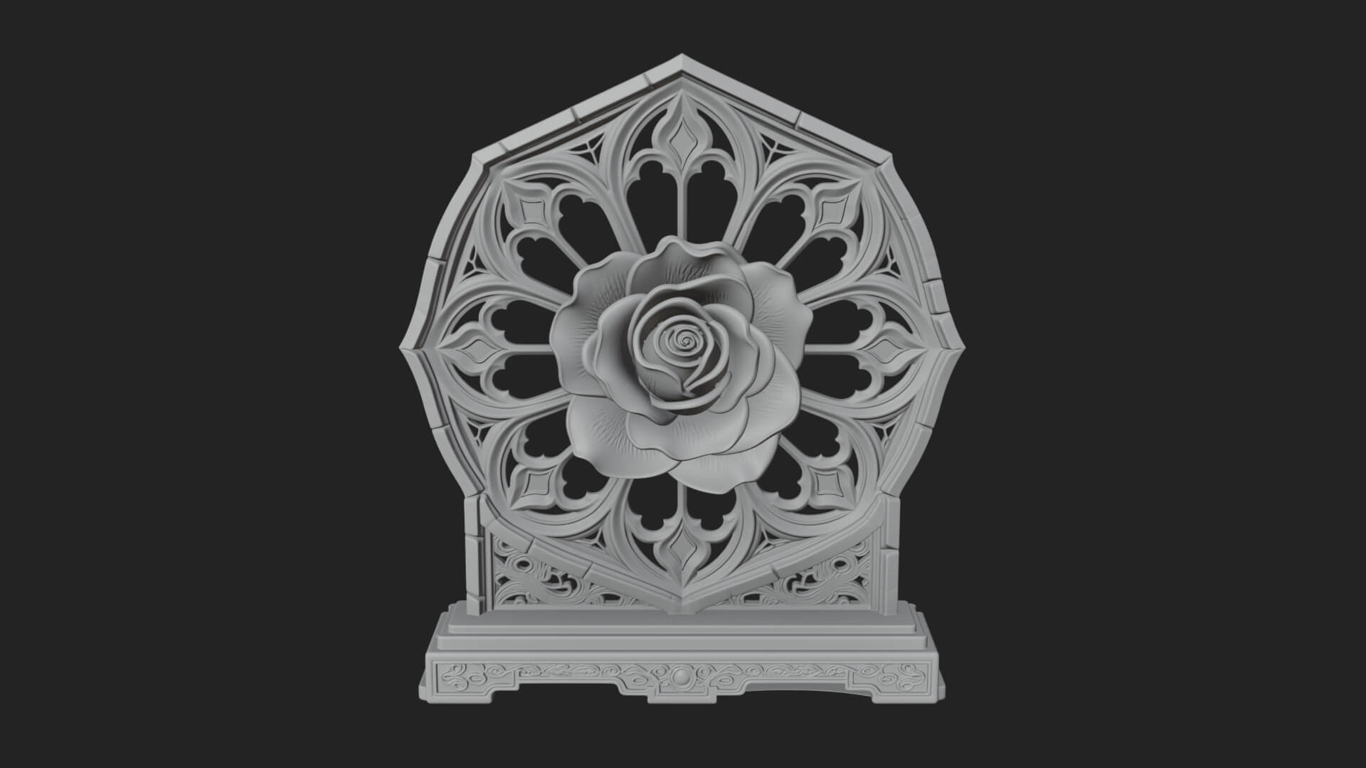 Gothic Rose Window Ornament Design 4 3D Print Model 3D Model