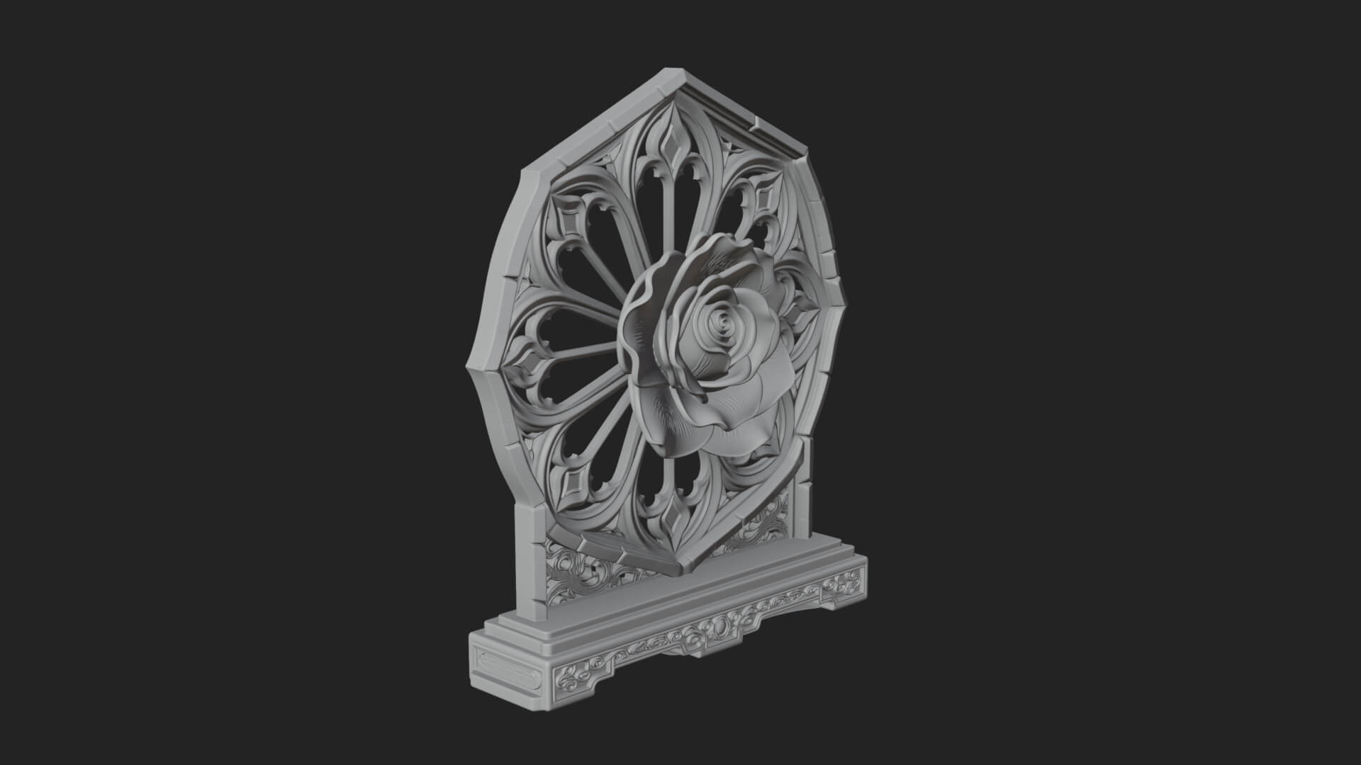 Gothic Rose Window Ornament Design 4 3D Print Model 3D Model