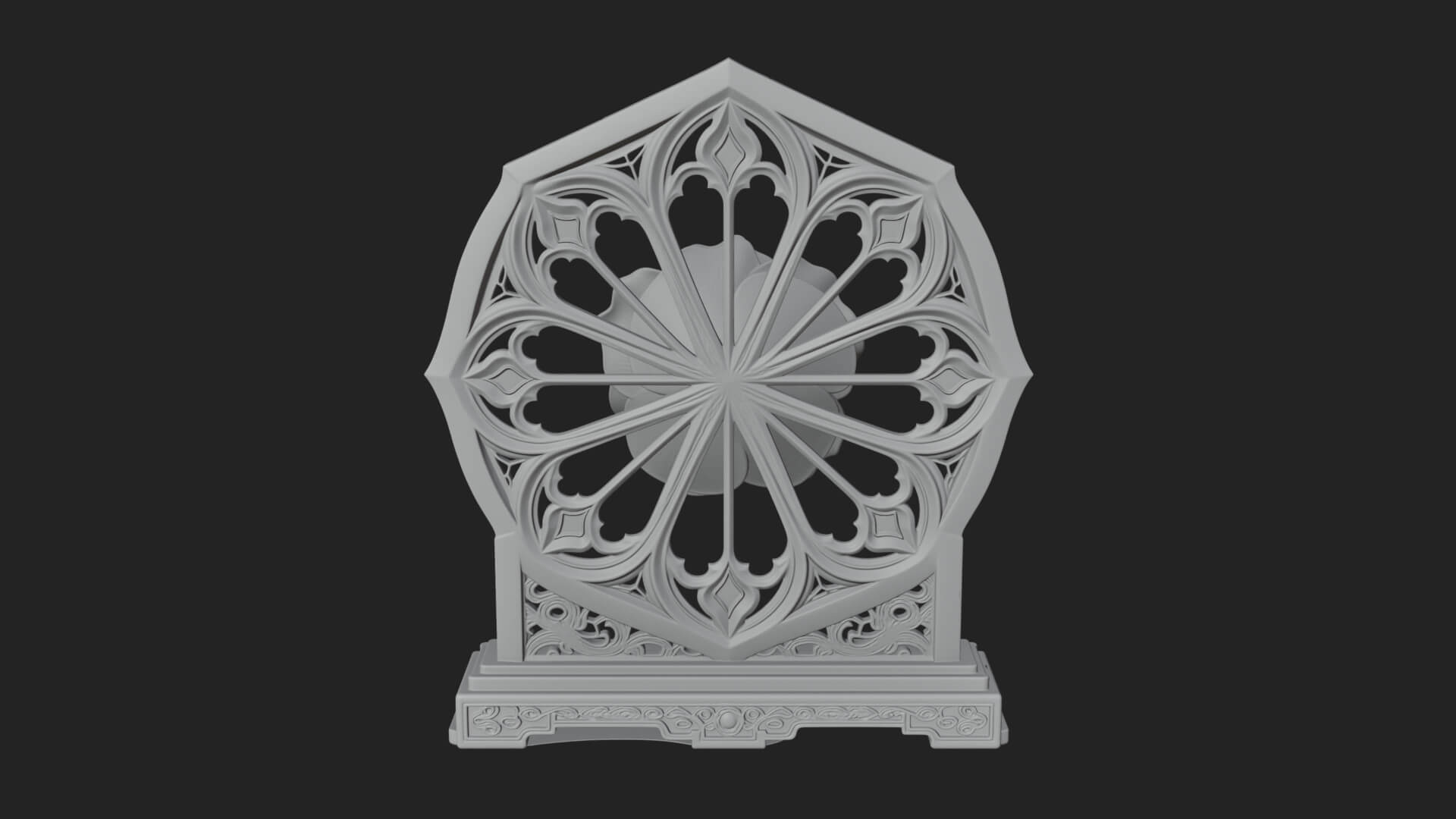 Gothic Rose Window Ornament Design 4 3D Print Model 3D Model