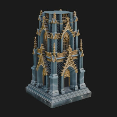 Gothic Spire Tower Design 15 3D Print Model