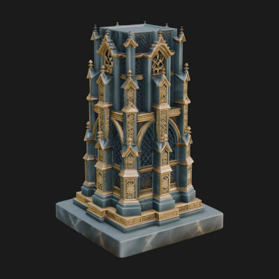 Gothic Spire Tower Design 16 3D Print Model