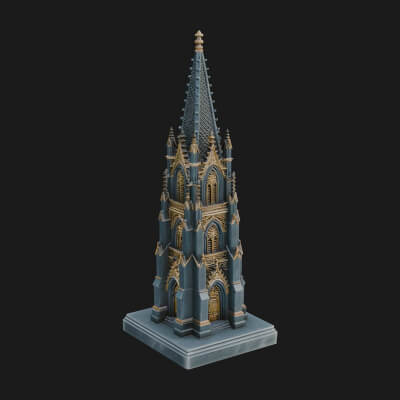 Gothic Spire Tower Design 18 3D Print Model