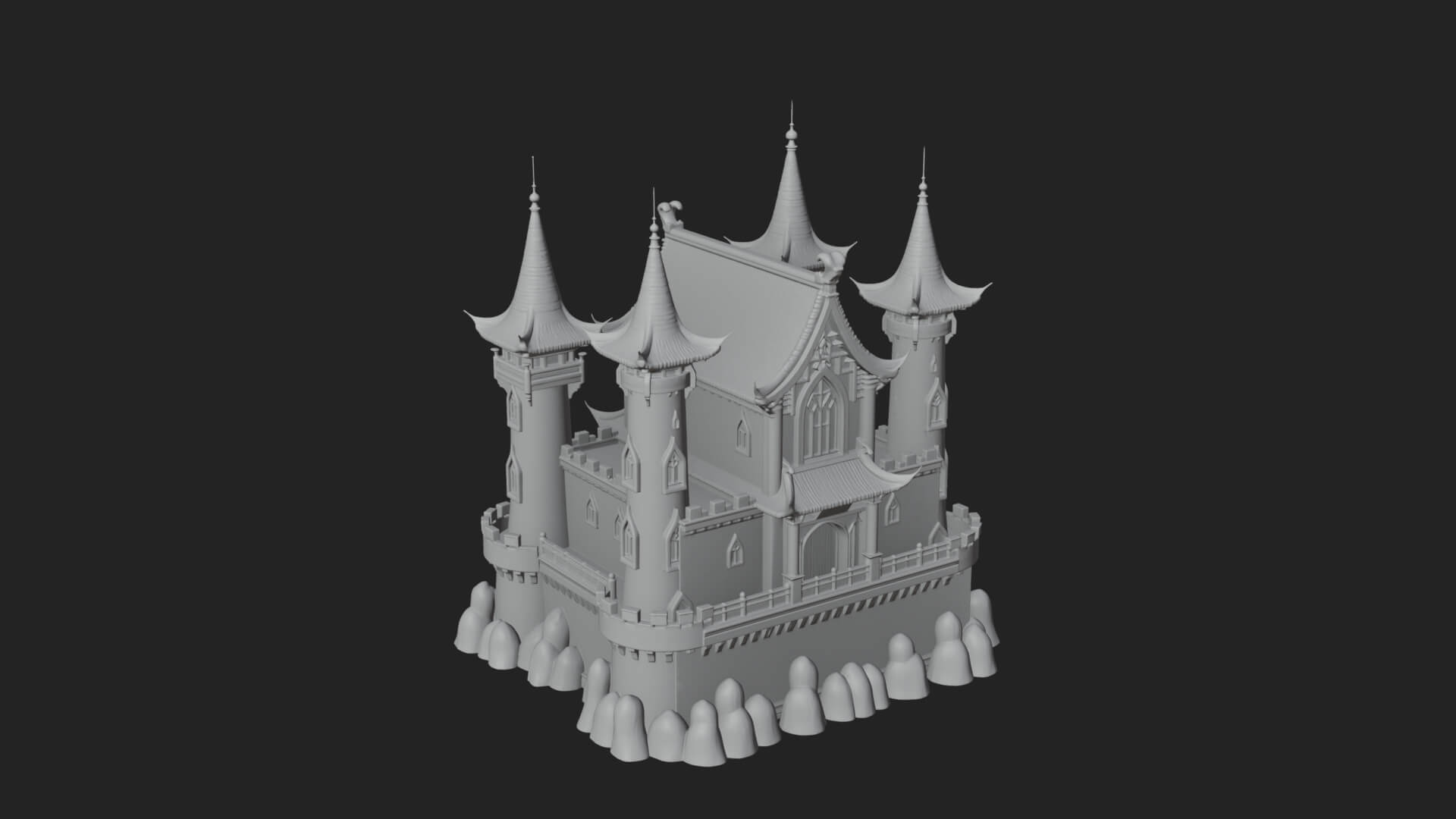 Gothic Spire Tower Design 6 3D Print Model 3D Model