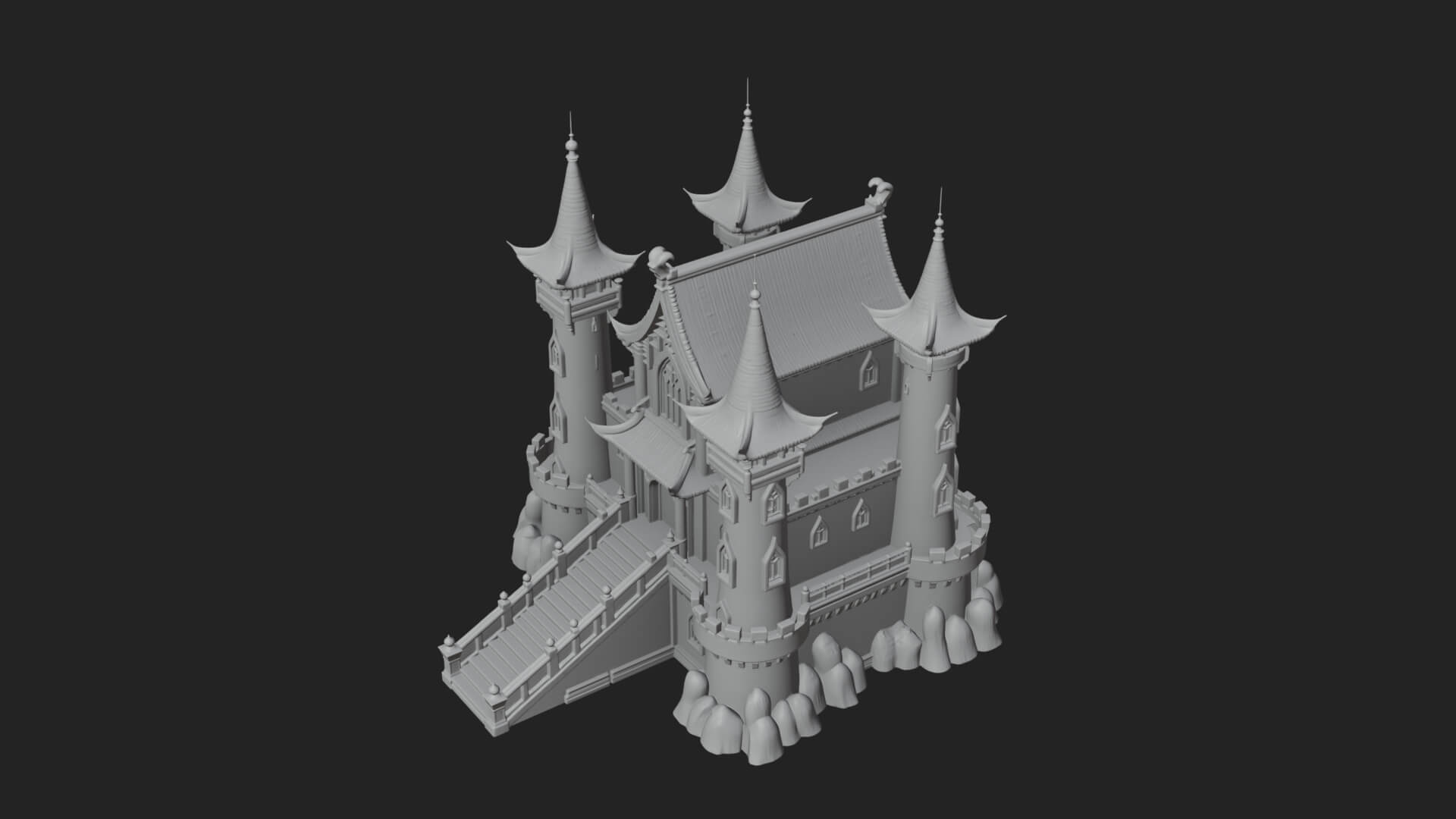 Gothic Spire Tower Design 6 3D Print Model 3D Model