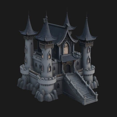 Gothic Spire Tower Design 6 3D Print Model