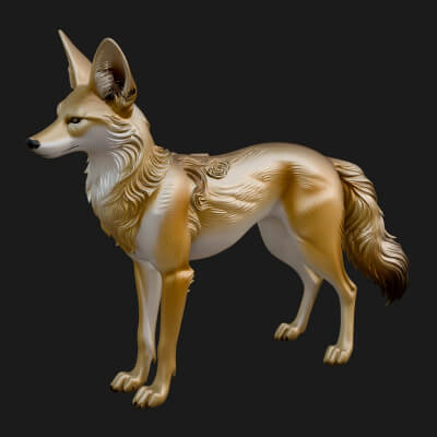 Gray Wolf Animal Statue Design 10 3D Print Model