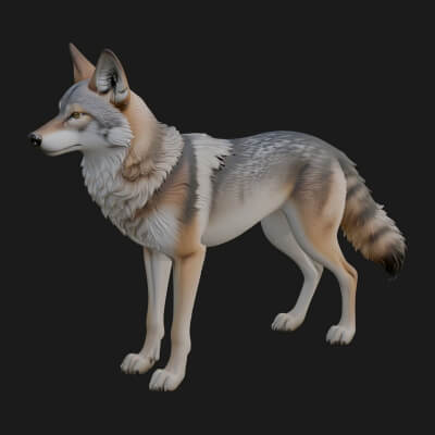 Gray Wolf Animal Statue Design 11 3D Print Model