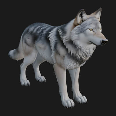 Gray Wolf Animal Statue Design 12 3D Print Model
