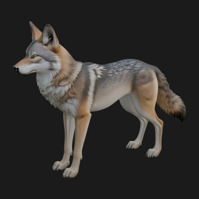 Gray Wolf Animal Statue Design 4 3D Print Model