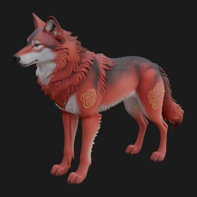 Gray Wolf Animal Statue Design 5 3D Print Model