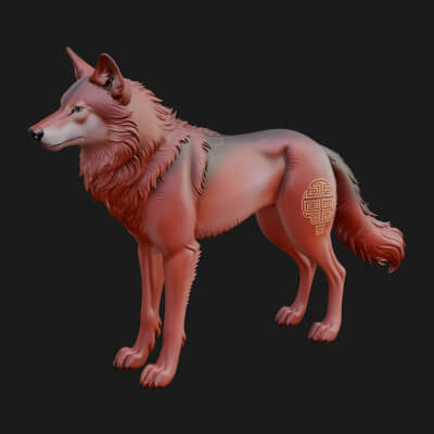 Gray Wolf Animal Statue Design 6 3D Print Model
