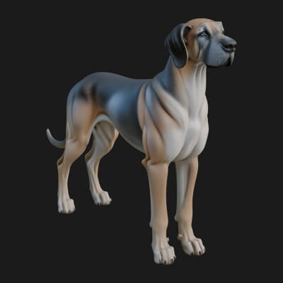 Great Dane Dog Statue Design 1 3D Print Model