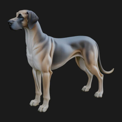 Great Dane Dog Statue Design 2 3D Print Model