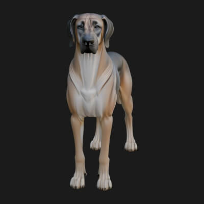 Great Dane Dog Statue Design 3 3D Print Model