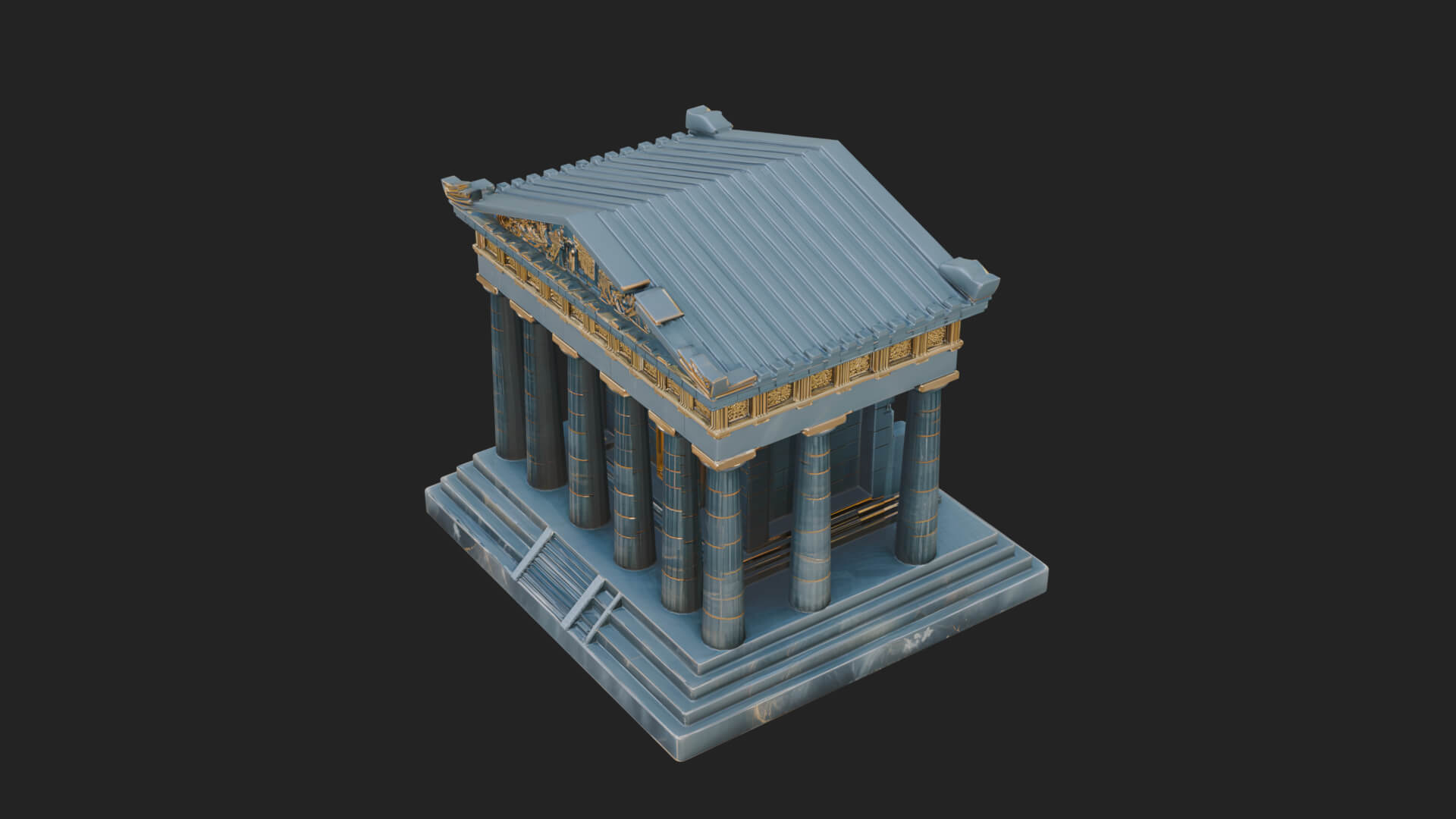 Greek Columned Temple Design 4 3D Print Model 3D Model