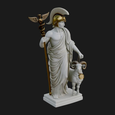 Greek God with Ram Statue Design 2 3D Print Model