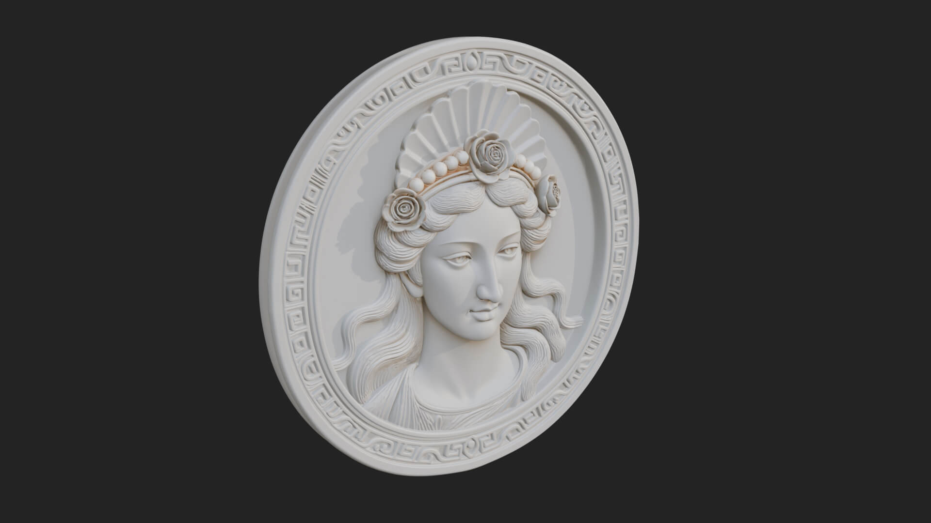 Greek Goddess Oval Relief Plaque Design 1 3D Print Model 3D Model