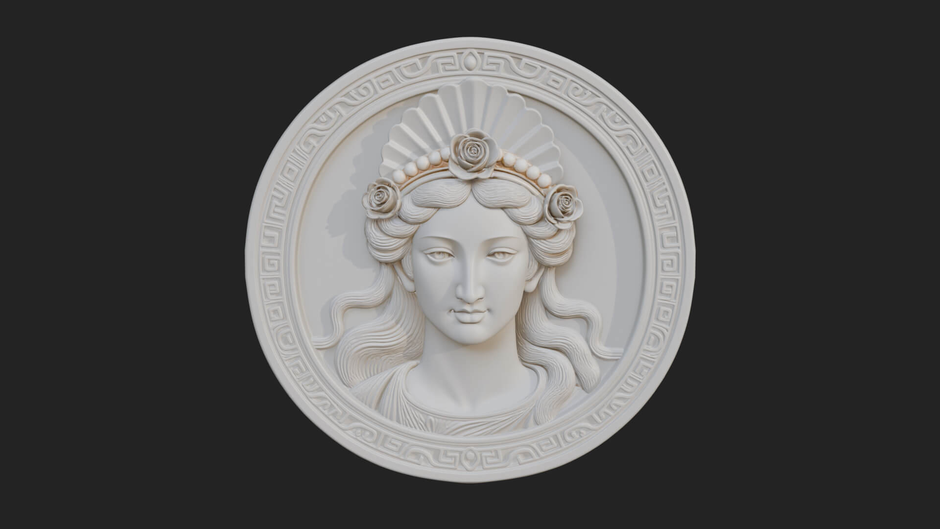 Greek Goddess Oval Relief Plaque Design 1 3D Print Model 3D Model