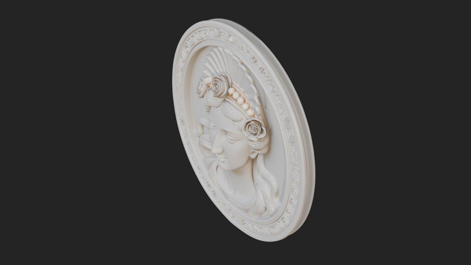 Greek Goddess Oval Relief Plaque Design 1 3D Print Model 3D Model
