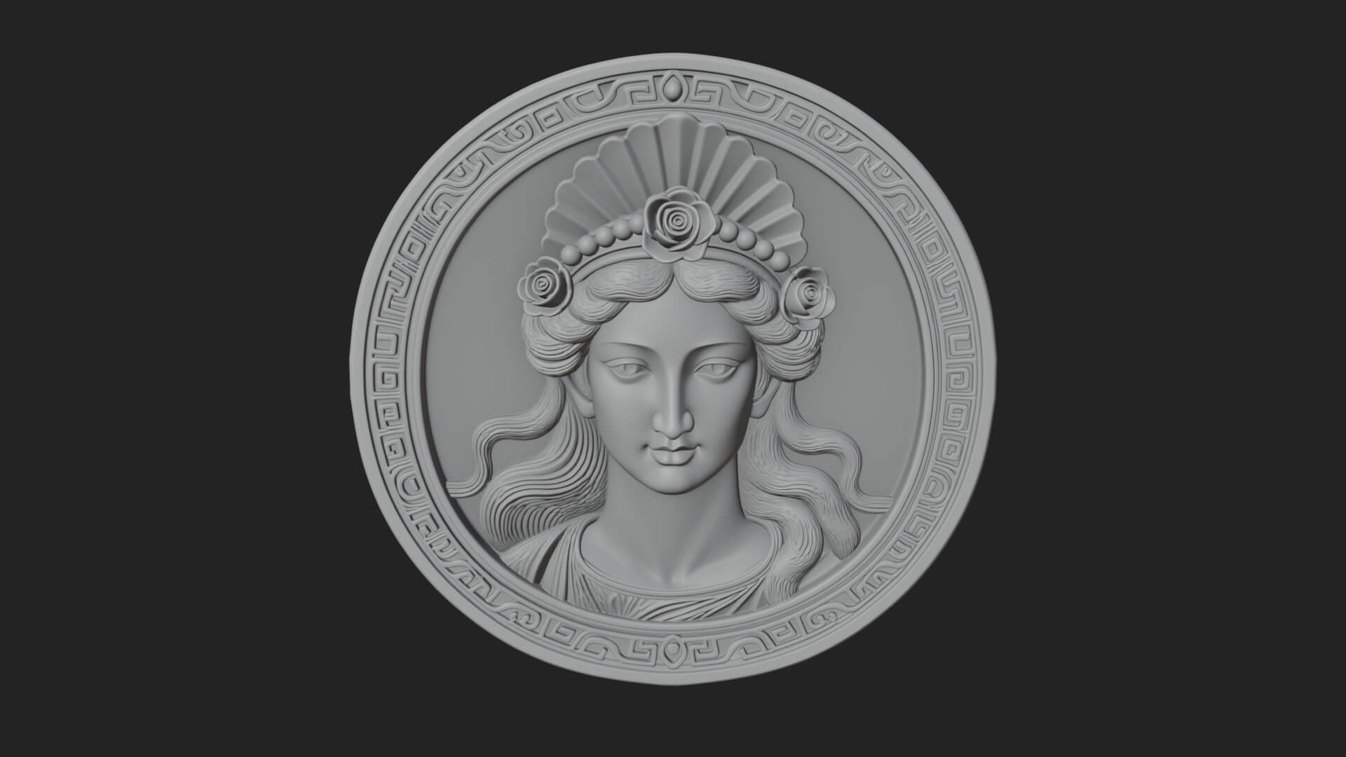 Greek Goddess Oval Relief Plaque Design 1 3D Print Model 3D Model