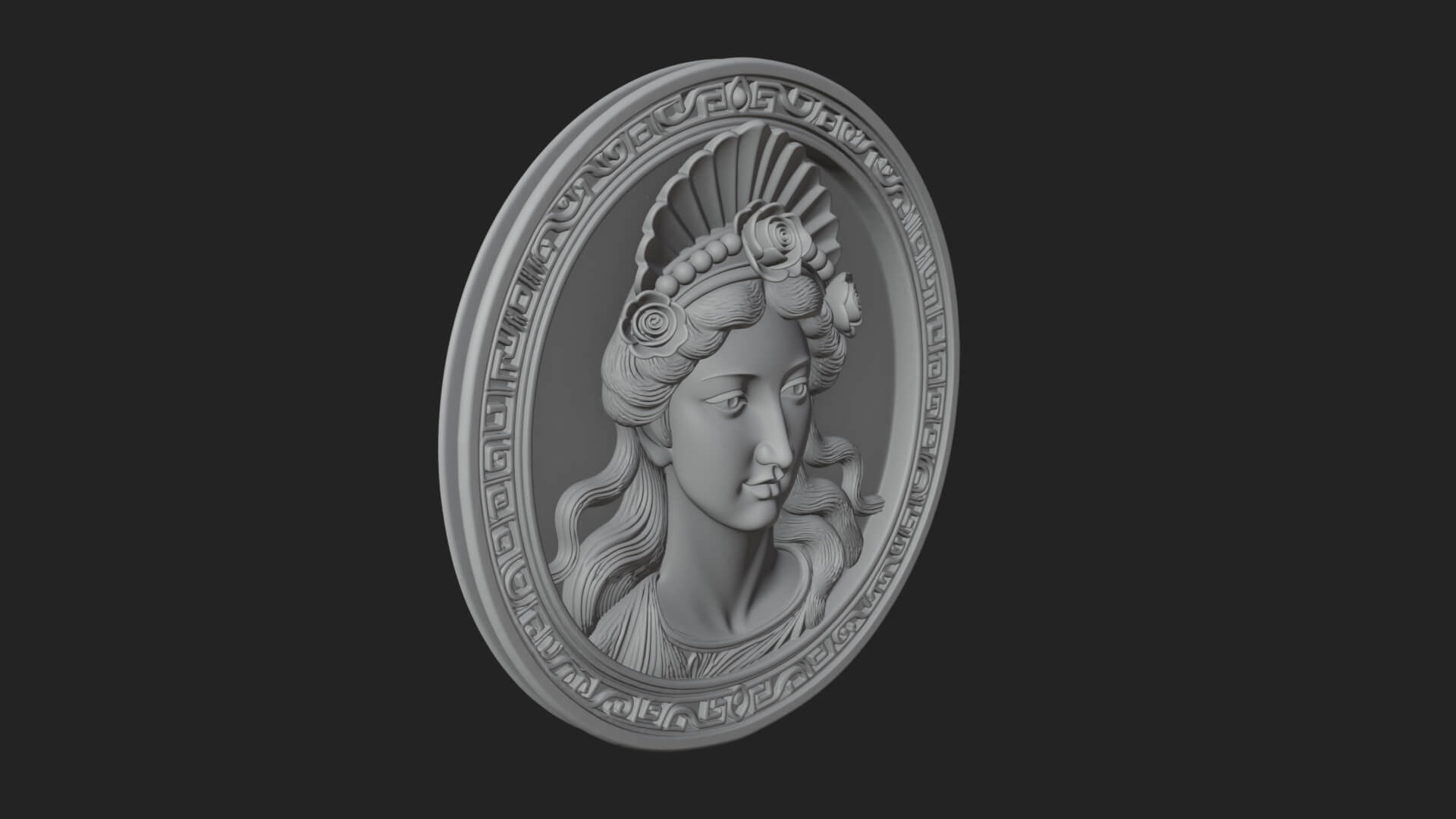 Greek Goddess Oval Relief Plaque Design 1 3D Print Model 3D Model