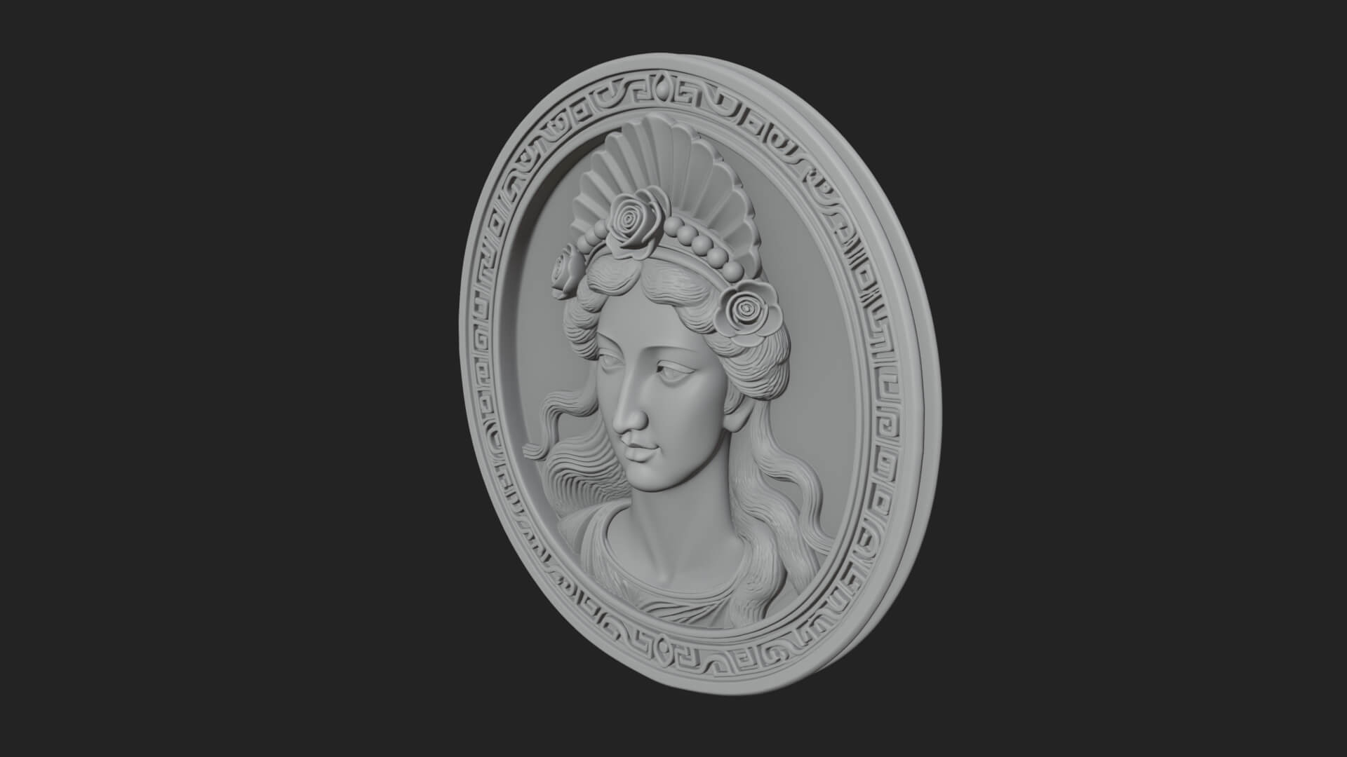 Greek Goddess Oval Relief Plaque Design 1 3D Print Model 3D Model