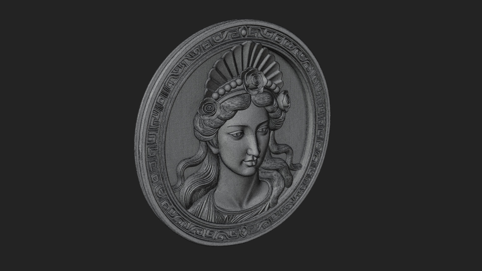 Greek Goddess Oval Relief Plaque Design 1 3D Print Model 3D Model