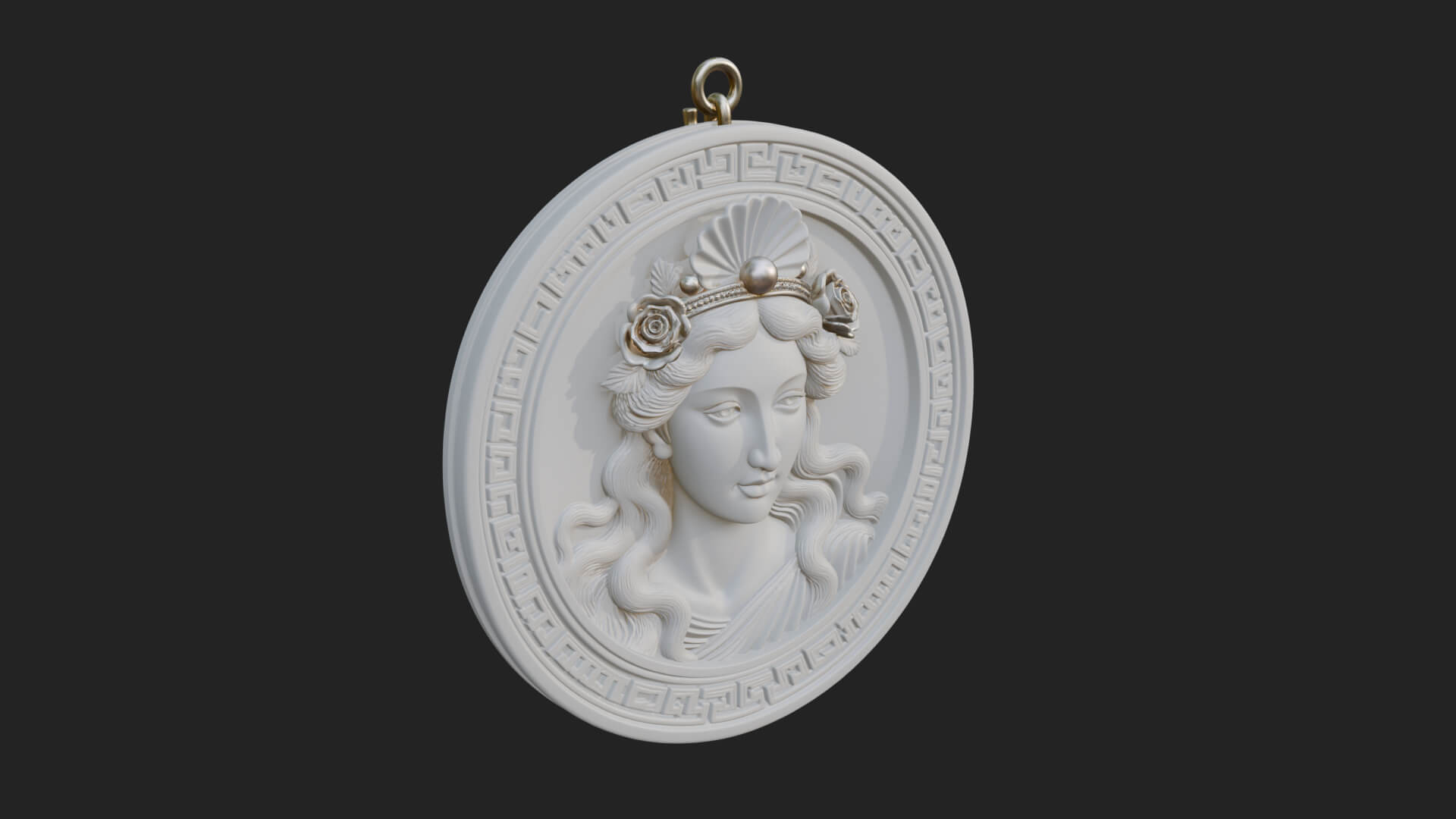 Greek Goddess Oval Relief Plaque Design 2 3D Print Model 3D Model