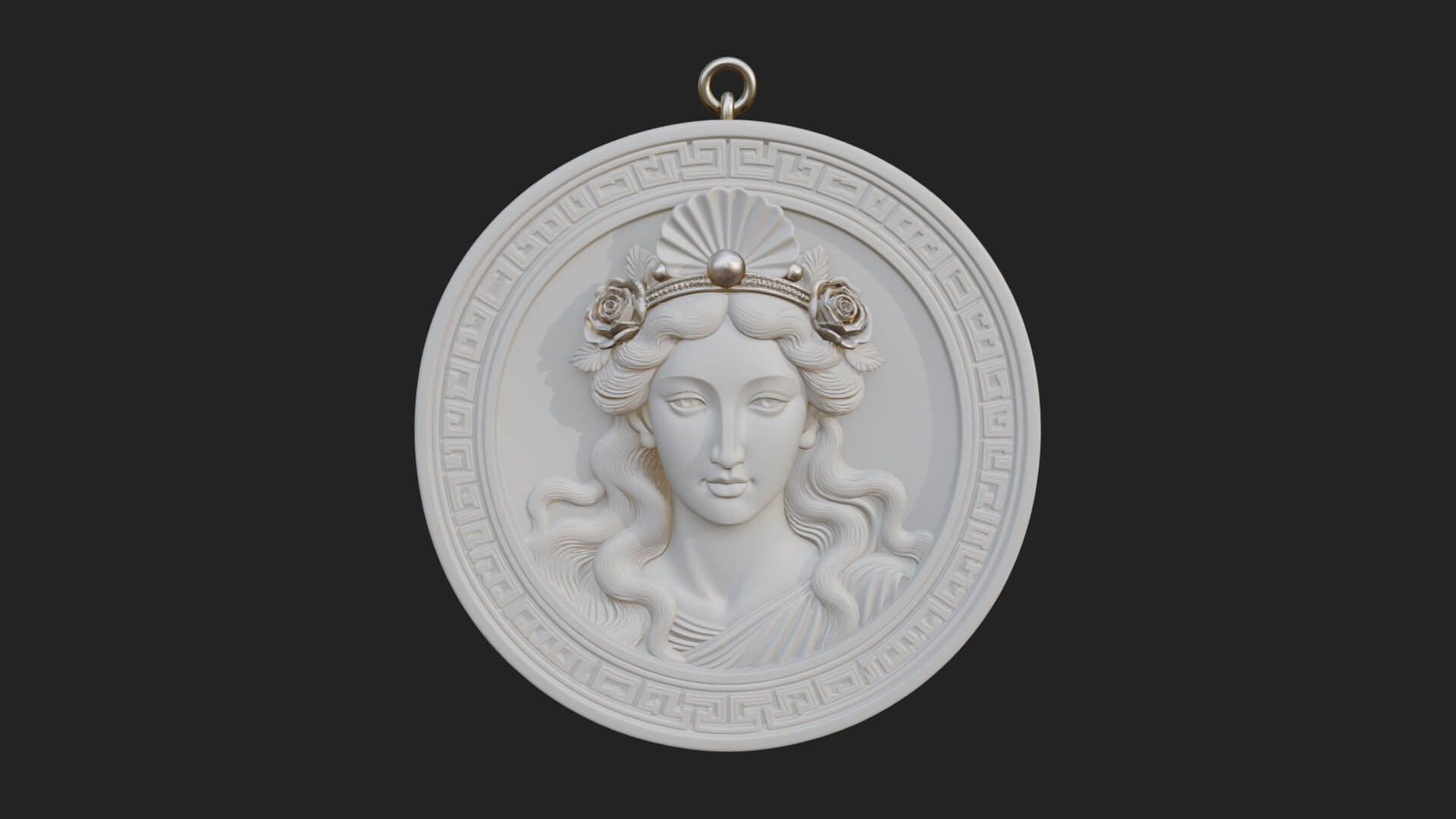 Greek Goddess Oval Relief Plaque Design 2 3D Print Model 3D Model